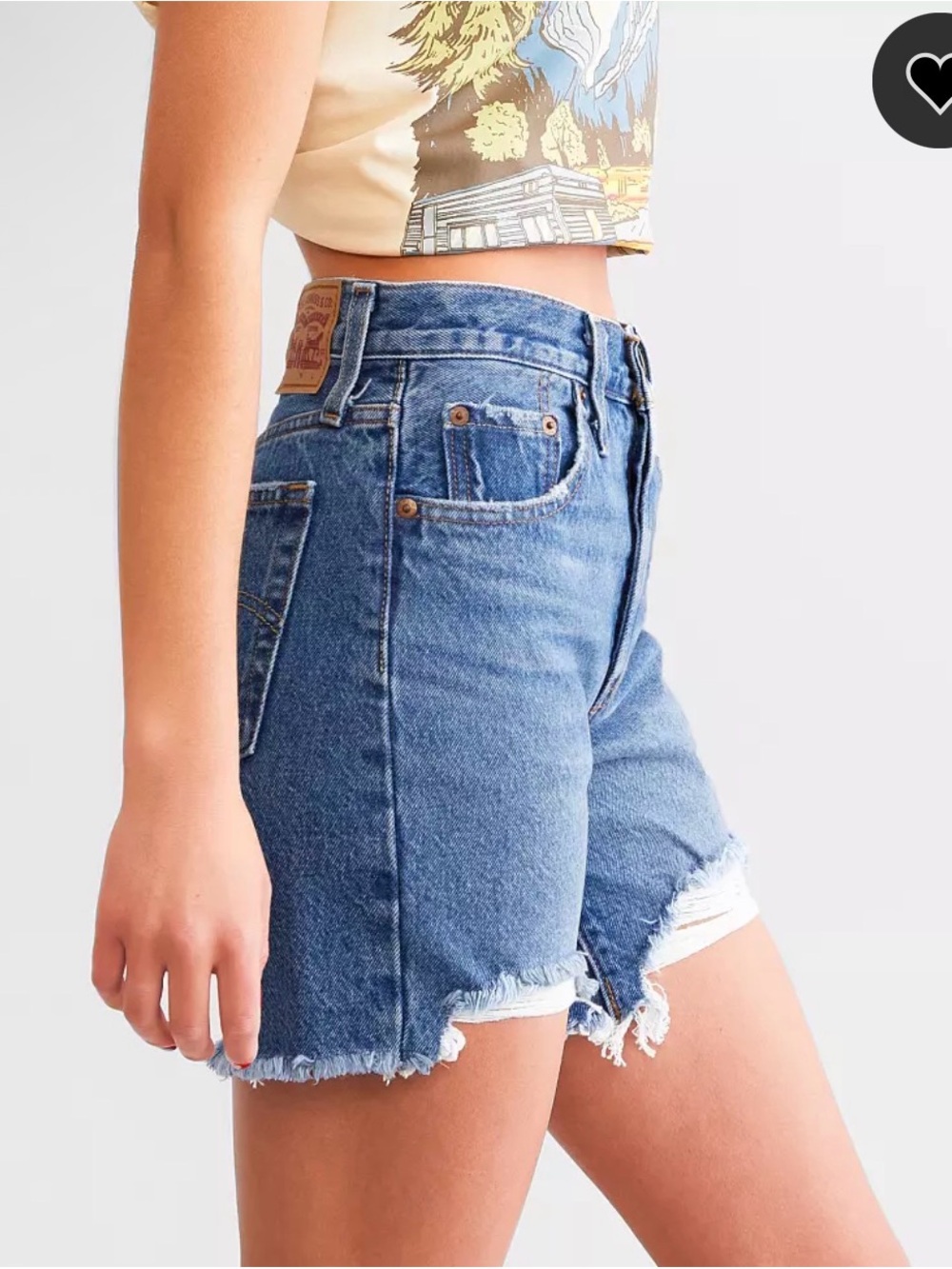 Levi’s 501 Blue High Rise Distressed Frayed Denim Shorts Women’s 28 NWT - Picture 2 of 5